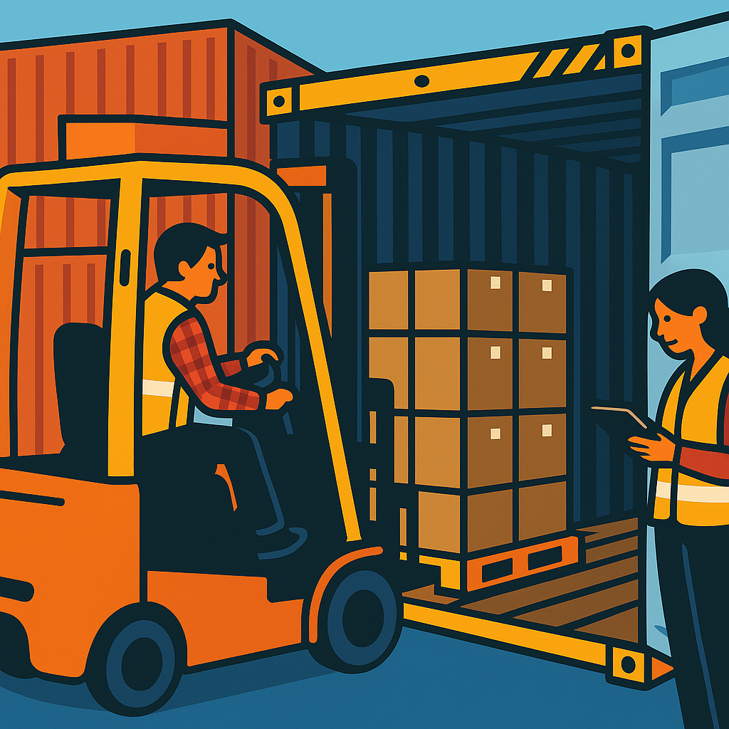Truck som lastar container